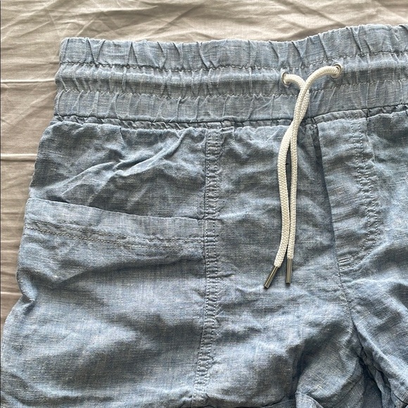 Athleta Cabo 100% Linen Shorts Blue Chambray size 12 - Picture 3 of 10